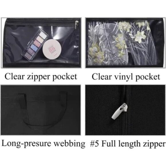 54" Trifold Dress Garment Bags for Travel Gusseted Suit Cover with 2 Large Mesh - Picture 4 of 8